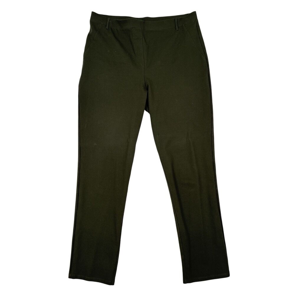 Quince Dark Green Straight Leg Women's Pants